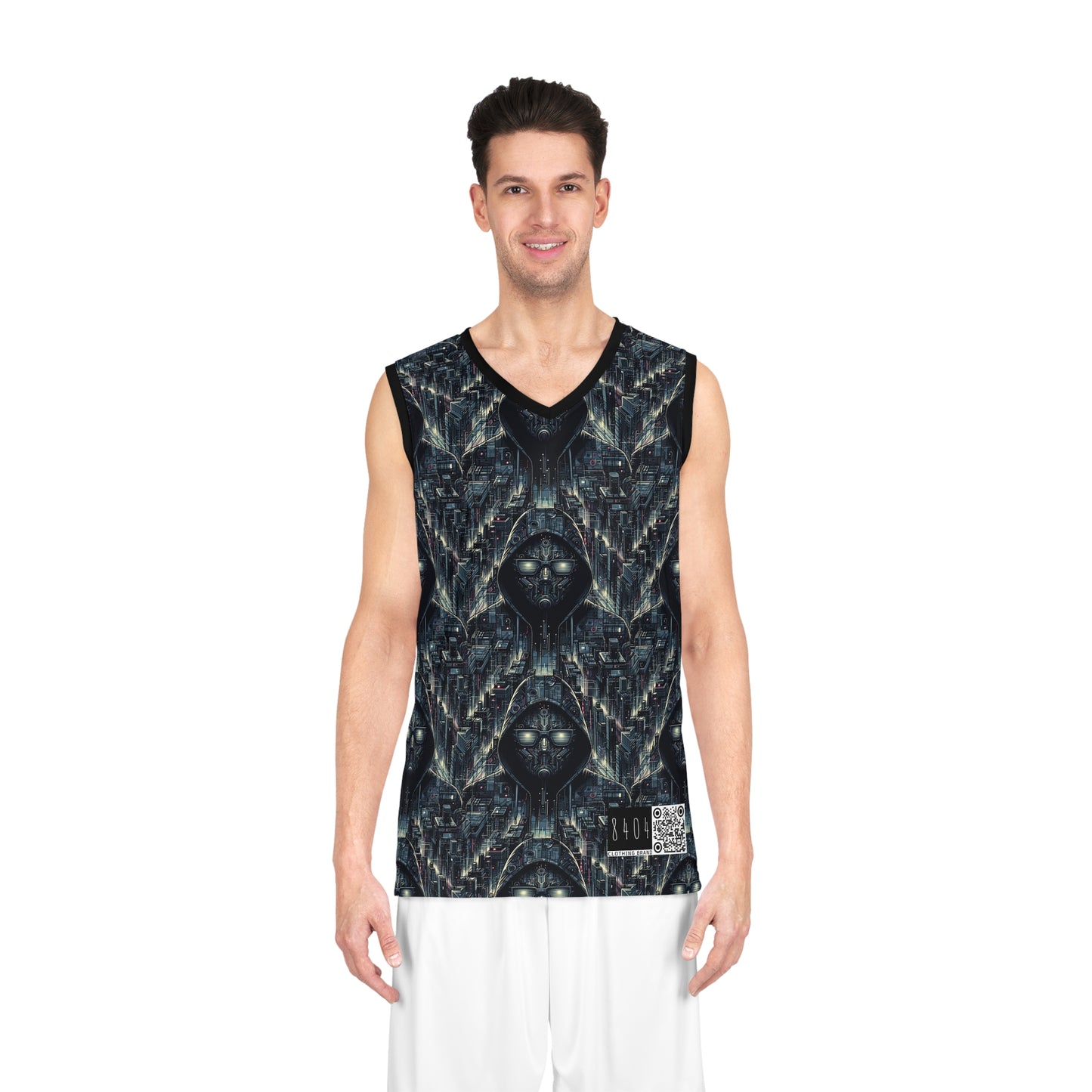 Tech Noir Aesthetics Sleek Tech Streetwear Basketball Jersey - 8404 Design-56
