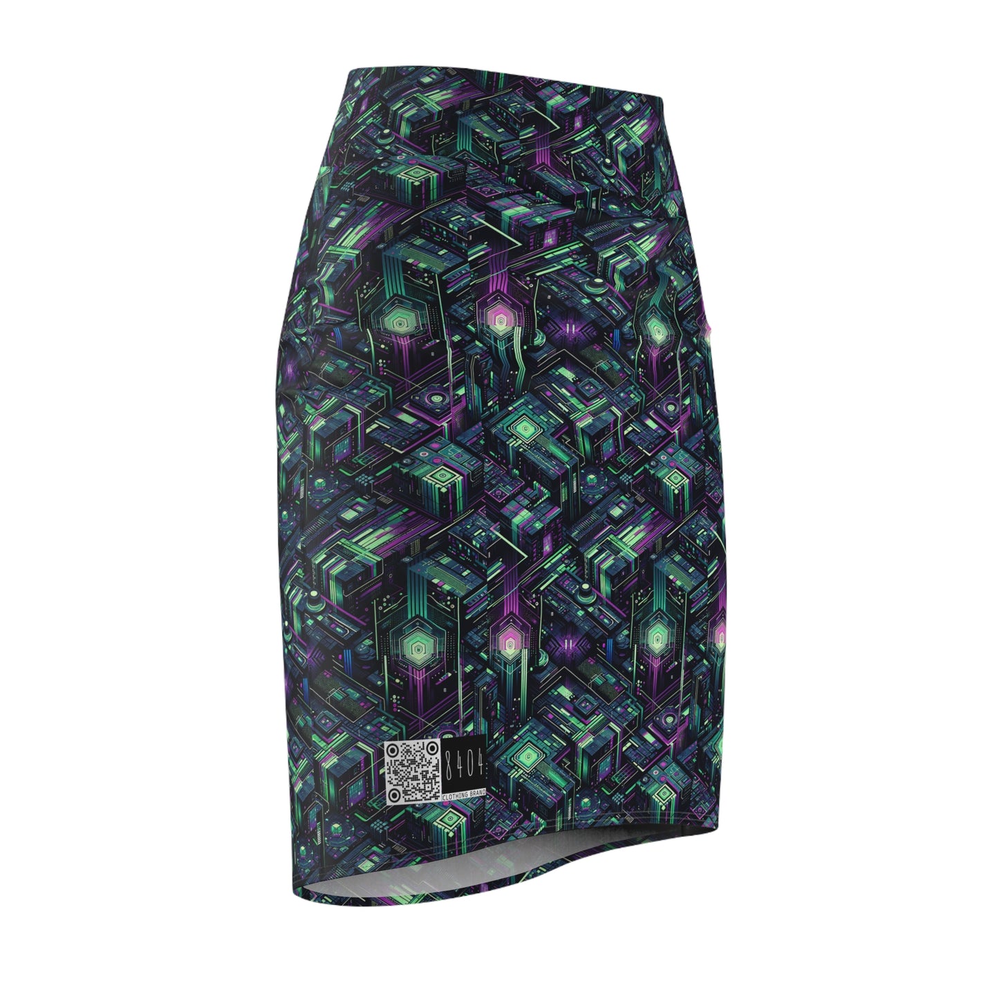 Tech Noir Aesthetics Tech-Forward Urban Dystopia Women's Pencil Skirt - 8404 Design-43