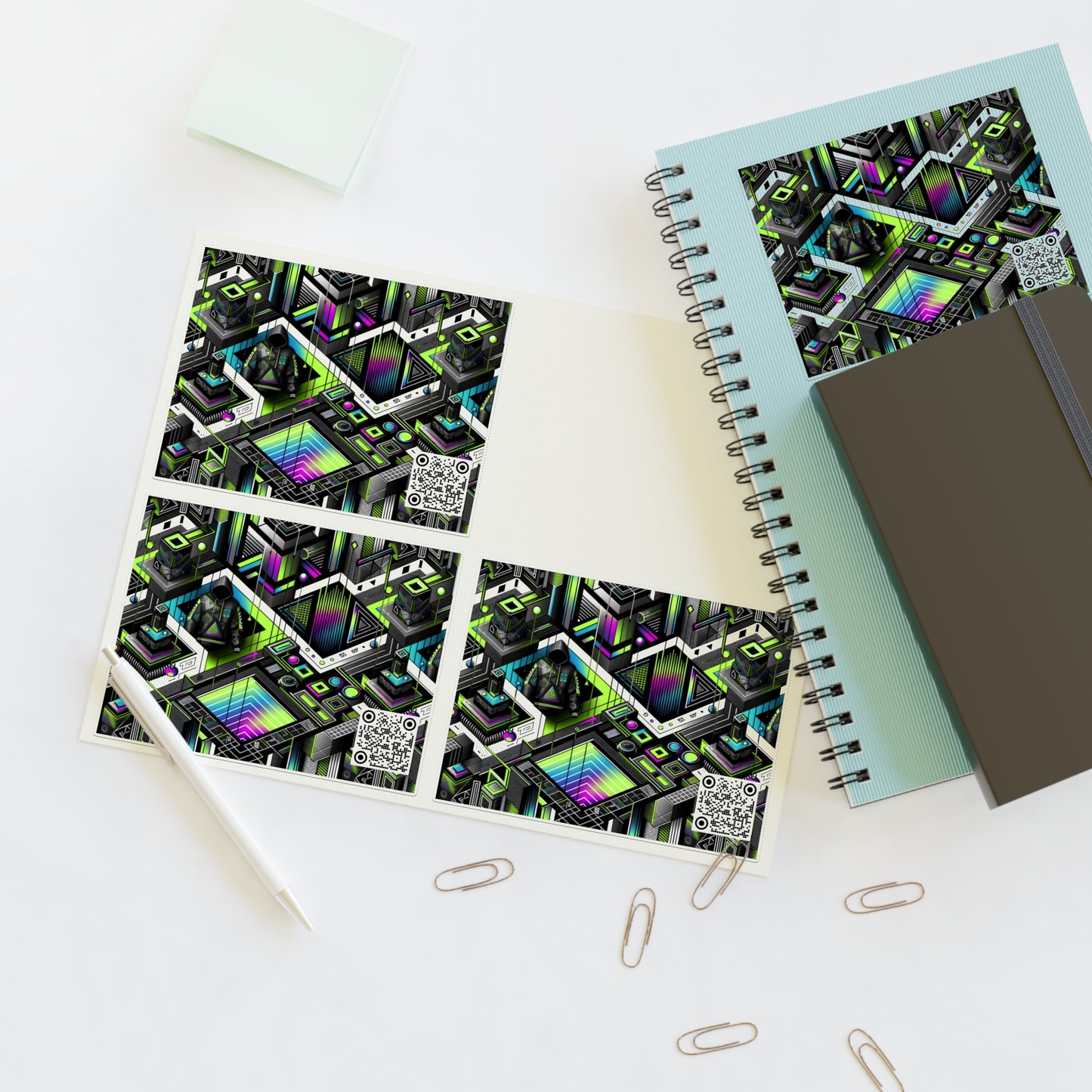 Retro Futurism Graphics Tech-Forward Streetwear Sticker Sheets - 8404 Design-52