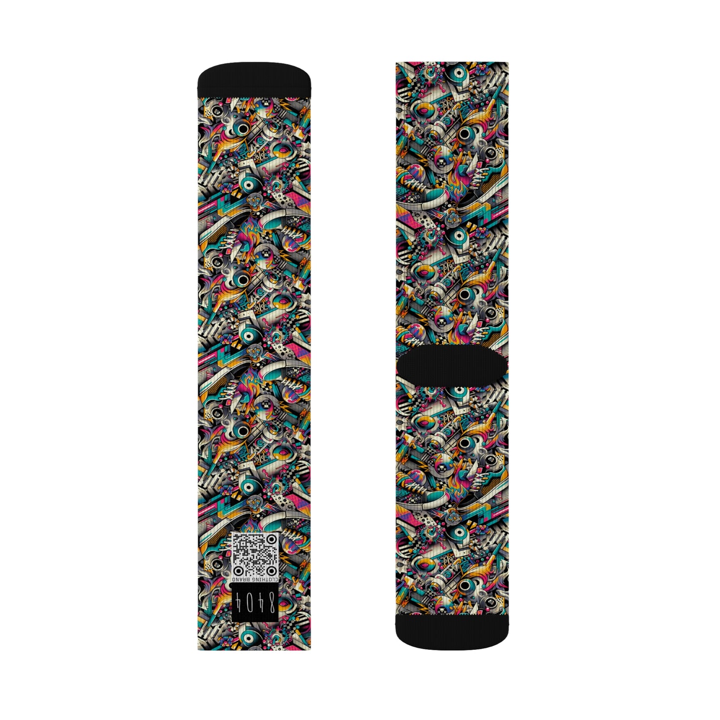 Urban Graffiti Fusion Eclectic Street Art Meets Modern Tech Culture Sublimation Socks - 8404 Design-55
