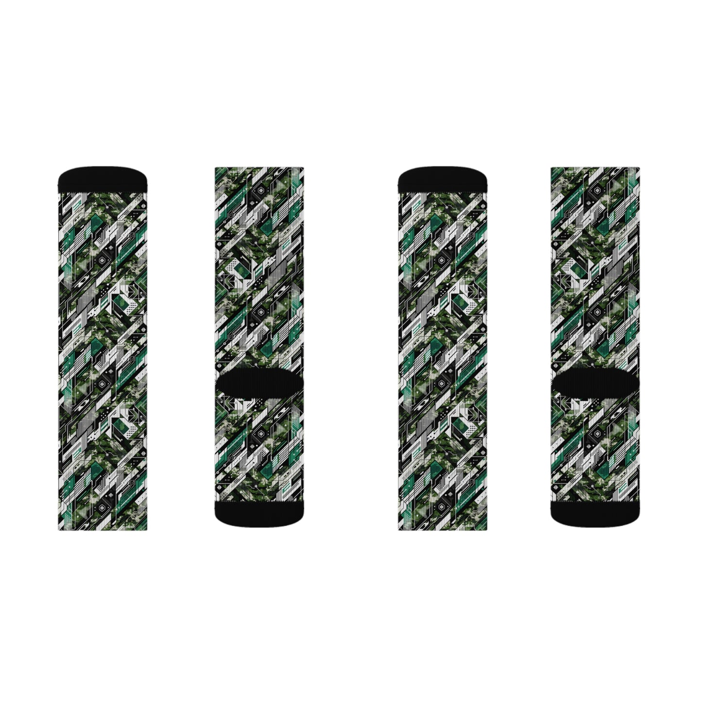 Tech Camo Fusion Tech-Forward Streetwear With a Futuristic Edge Sublimation Socks - 8404 Design-63