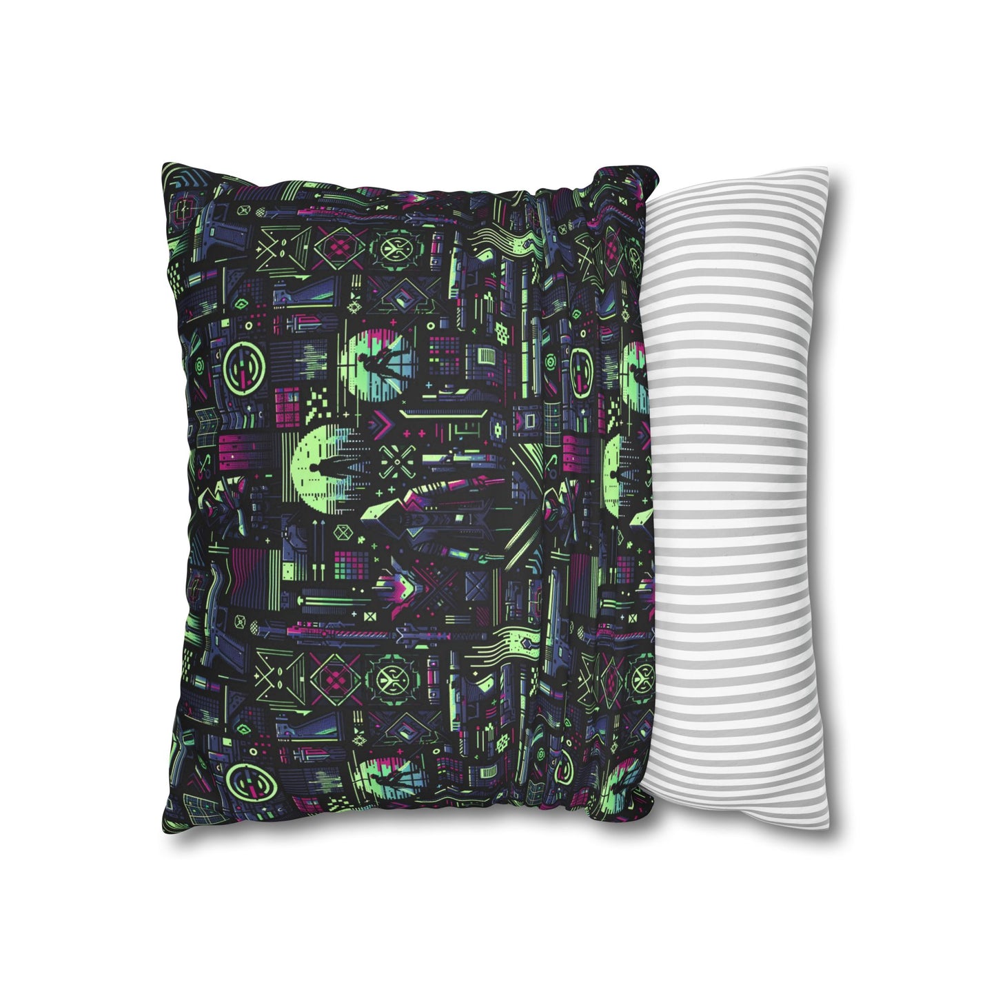 Tech Noir Futuristic Cyberpunk Faux Suede Square Pillowcase - 8404 Design-63
