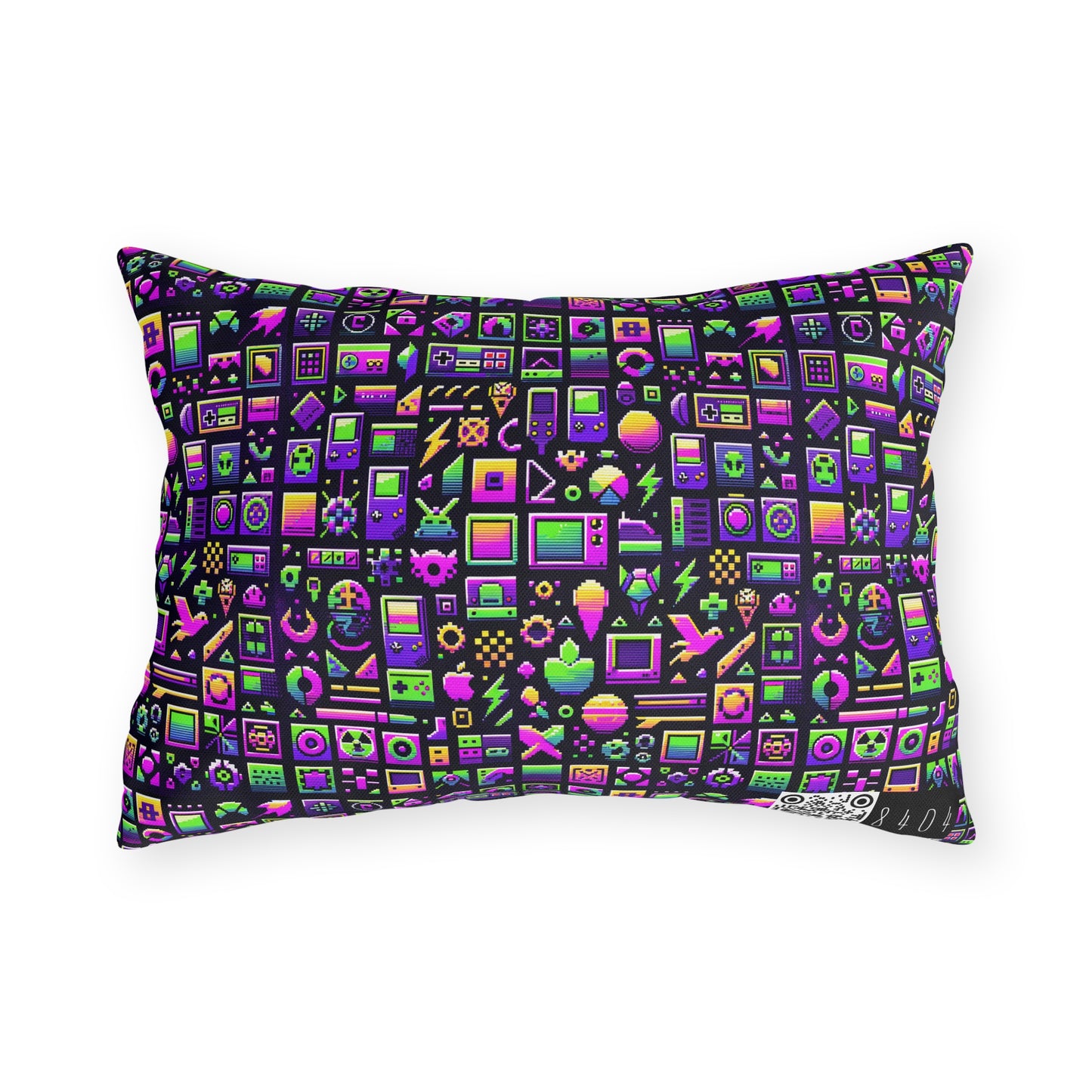 Digital Nostalgia Remix Modern Vintage Fusion Outdoor Pillow - 8404 Design-49