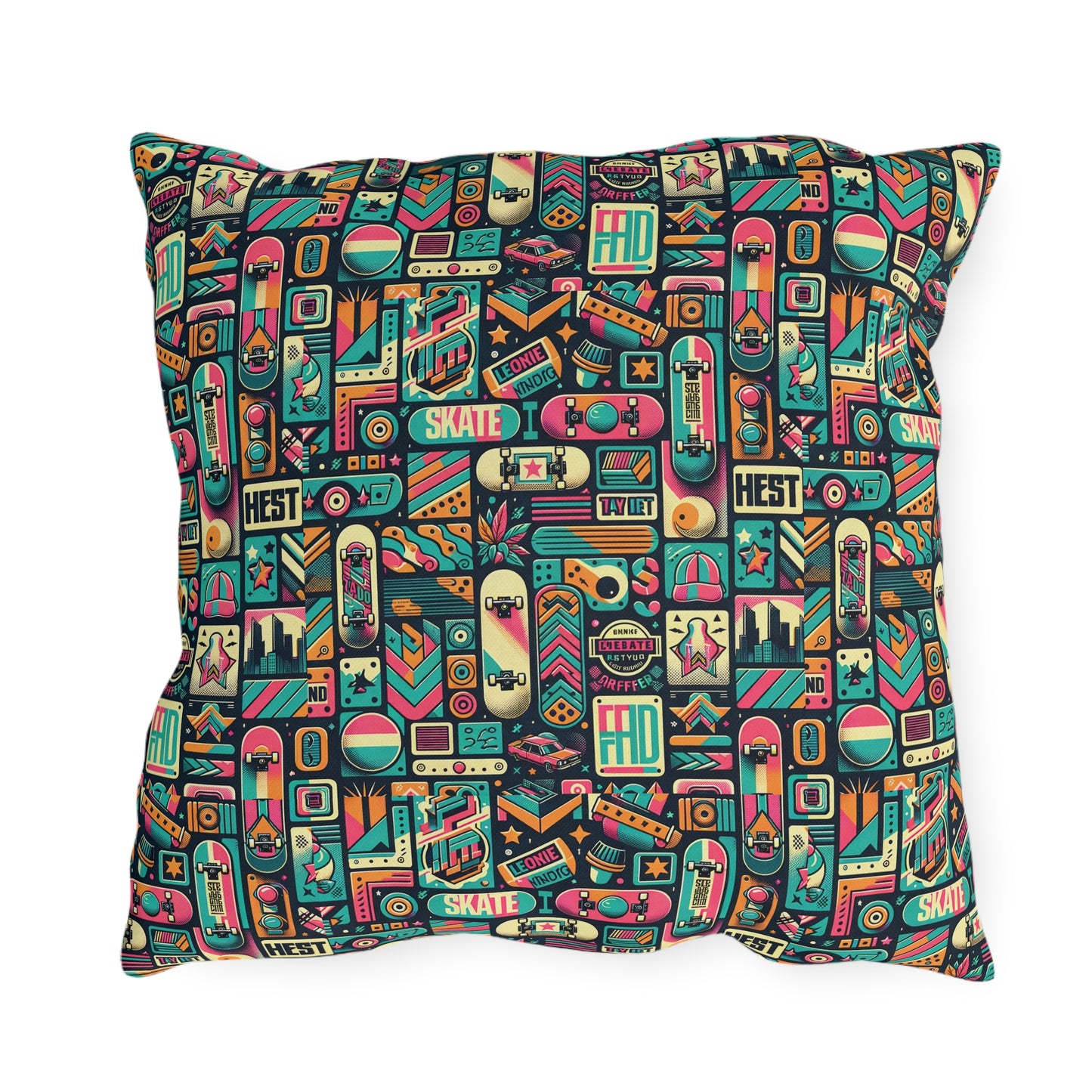 Skate Culture Revival Urban Retro Cool Outdoor Pillow - 8404 Design-61
