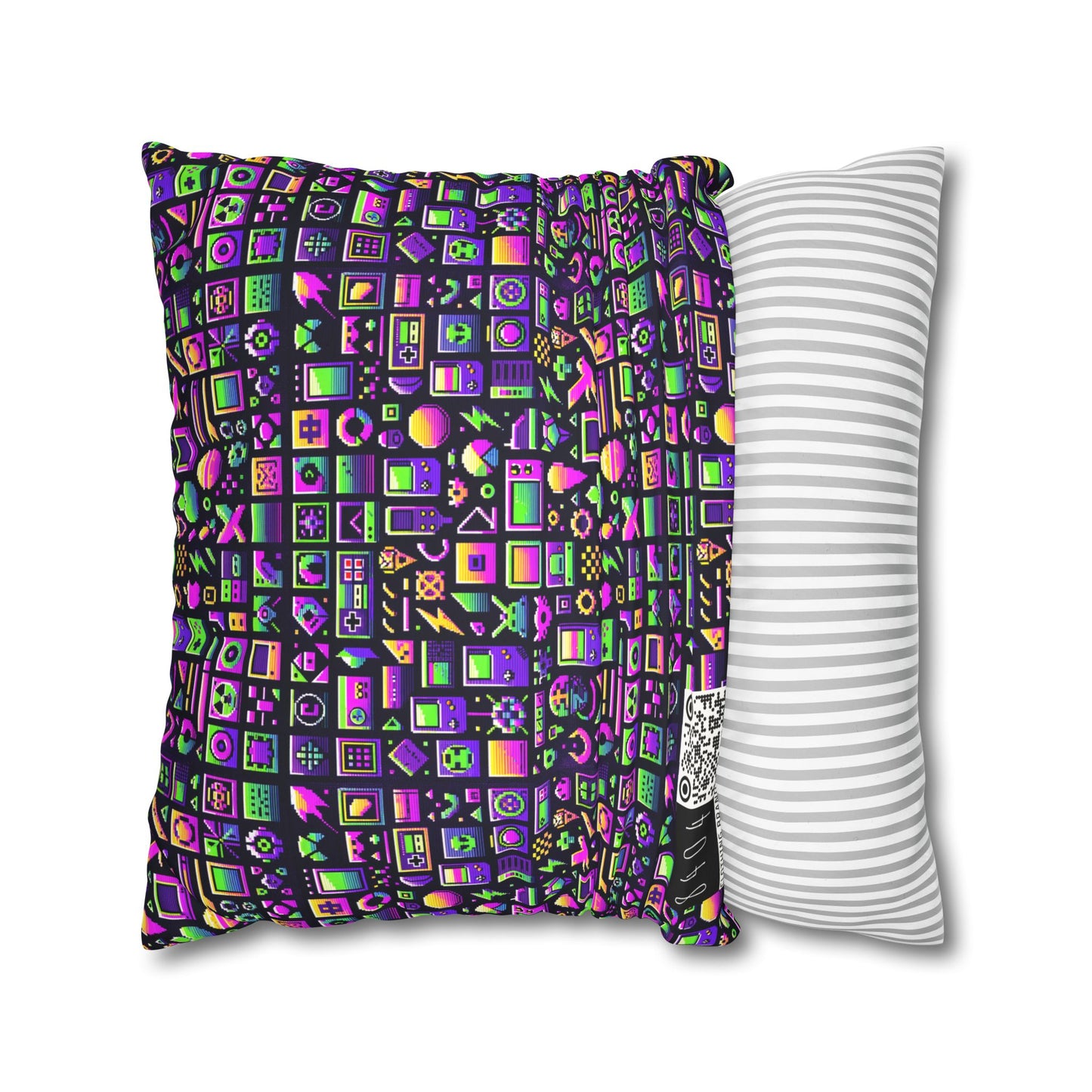 Digital Nostalgia Remix Modern Vintage Fusion Faux Suede Square Pillowcase - 8404 Design-49