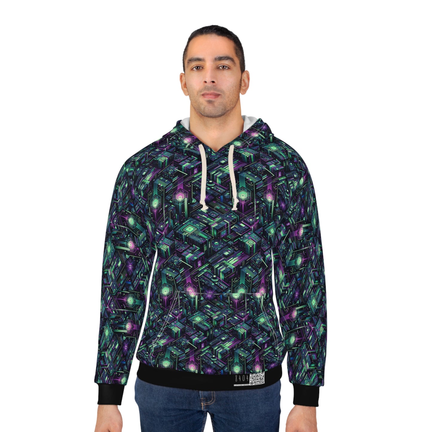 Tech Noir Aesthetics Tech-Forward Urban Dystopia Pullover Hoodie - 8404 Design-43