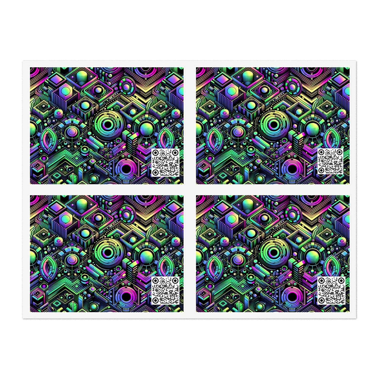Tech-Tonal Graphics Tech-Forward Streetwear Sticker Sheets - 8404 Design-46