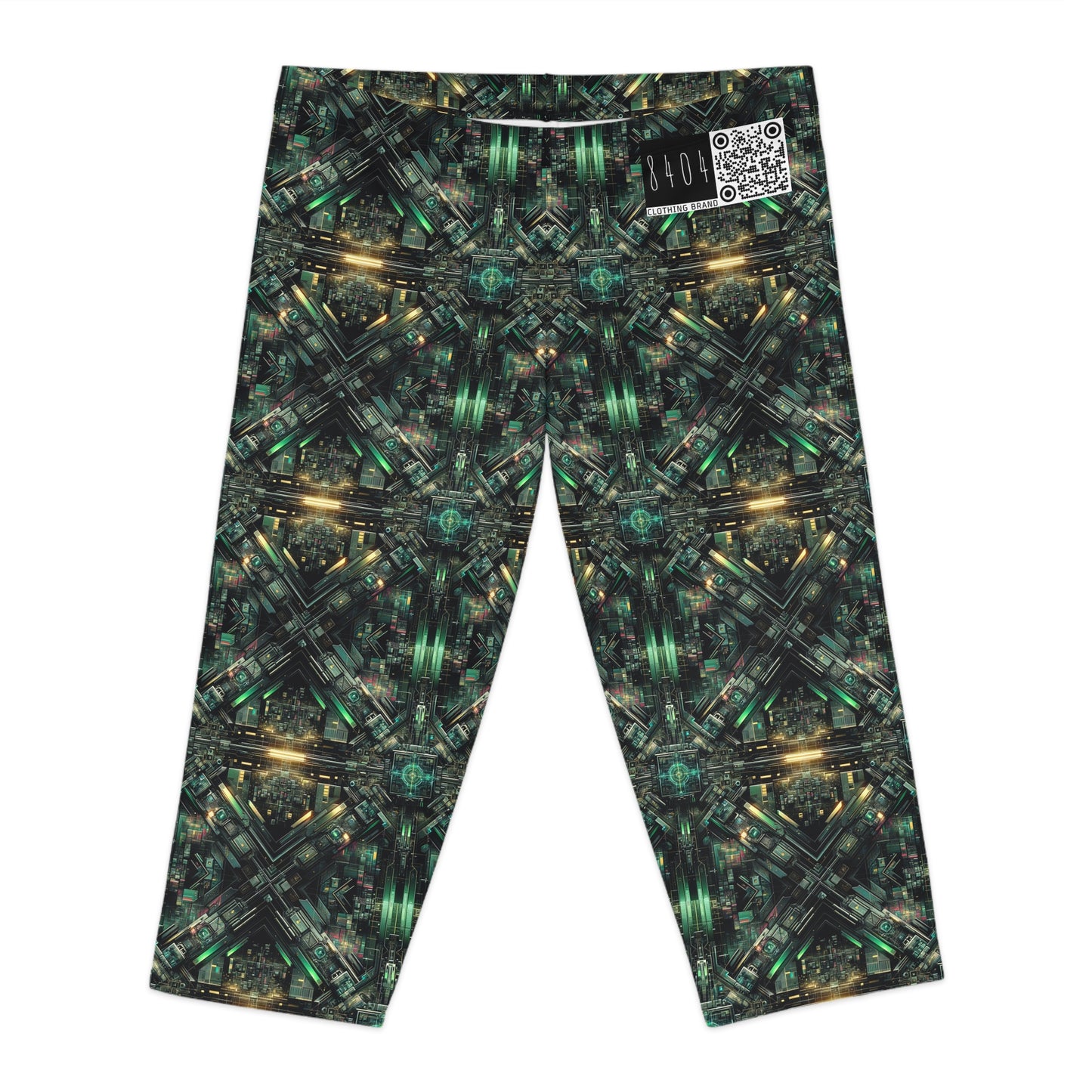 Tech Noir Graphics Tech-Inspired Streetwear Women's Capri Leggings - 8404 Design-56