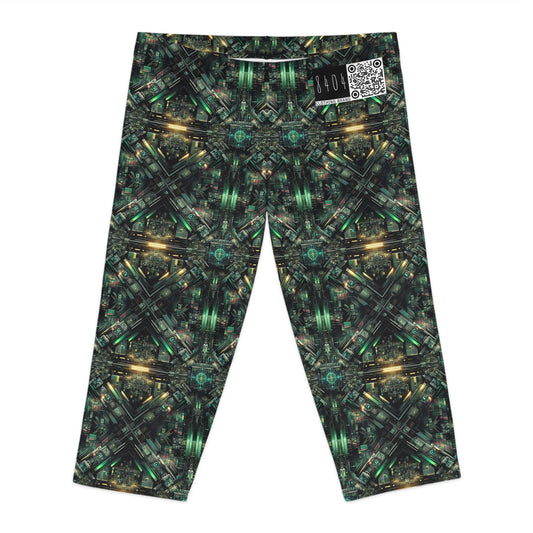 Tech Noir Graphics Tech-Inspired Streetwear Women's Capri Leggings - 8404 Design-56