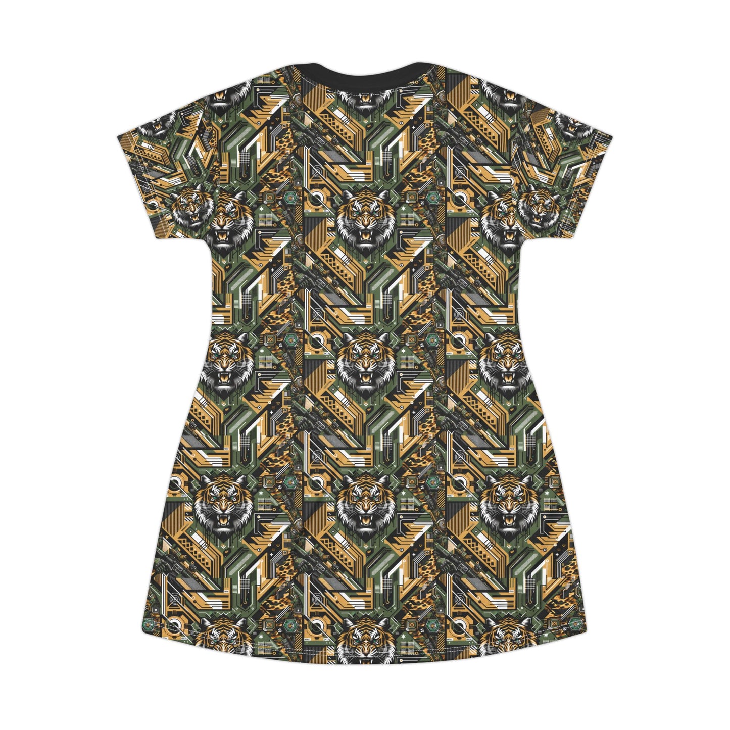 Neo-Camo Fusion Tech-Forward Streetwear T-Shirt Dress - 8404 Design-58