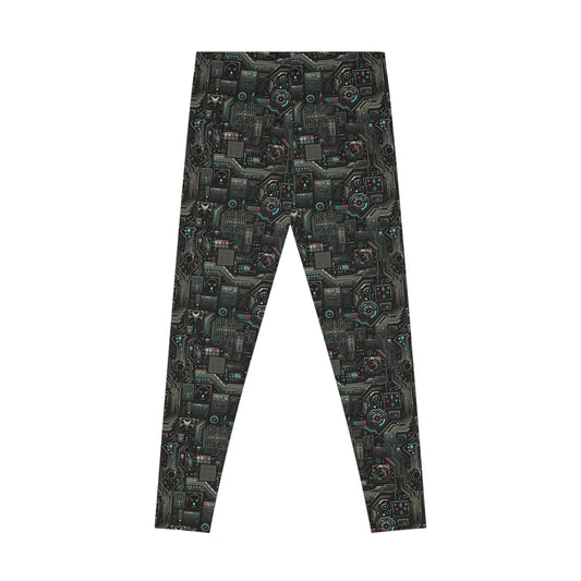 Tech Noir Aesthetics Sleek Tech Streetwear Stretch Leggings - 8404 Design-52