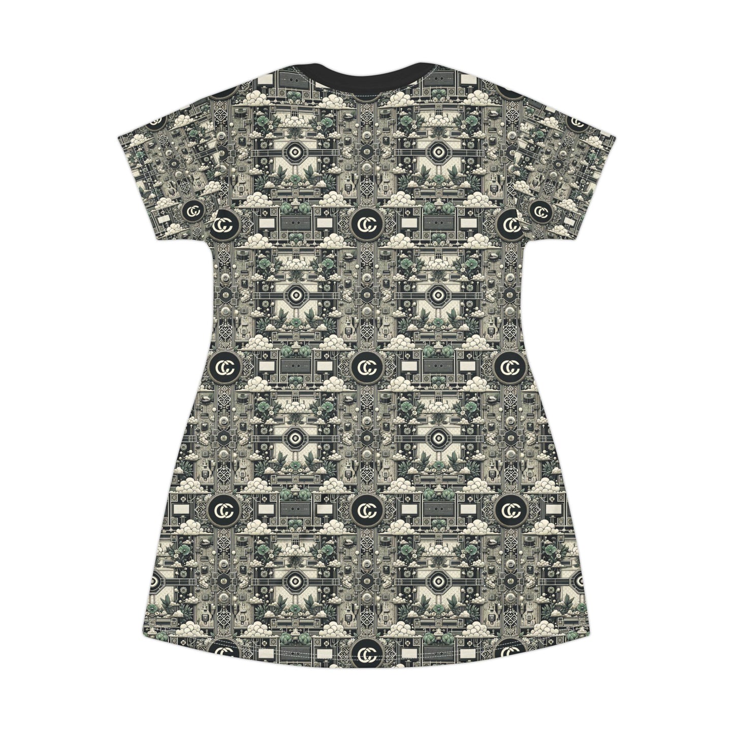 Cyber Garden Party Tech Garden Extravaganza T-Shirt Dress - 8404 Design-54