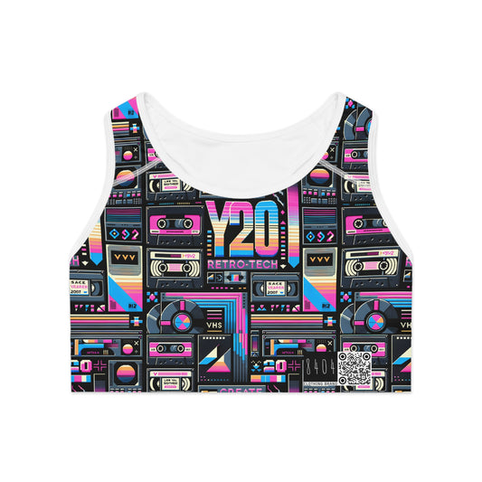 Digital Nostalgia Tech-Inspired Retro Fusion Sports Bra - 8404 Design-65
