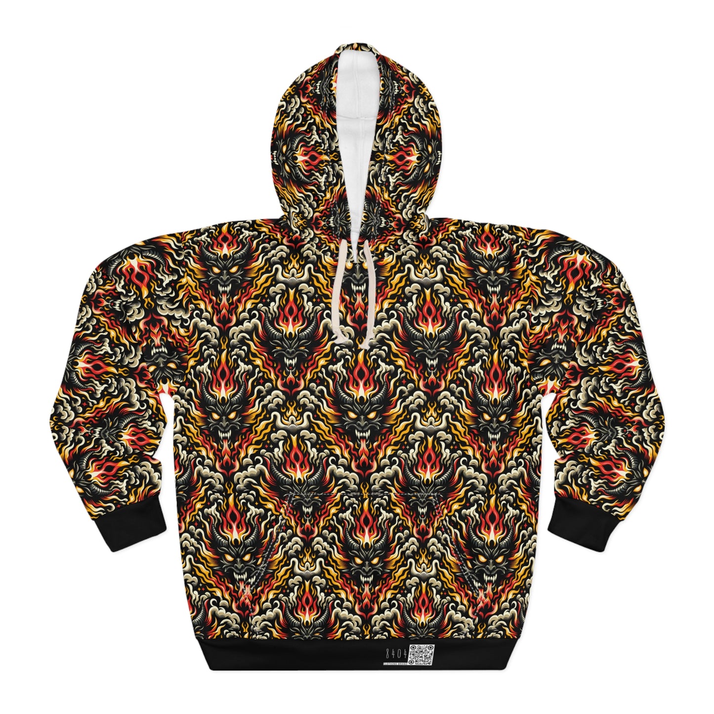 Flame Graphics Maximalist Streetwear Pullover Hoodie - 8404 Design-59