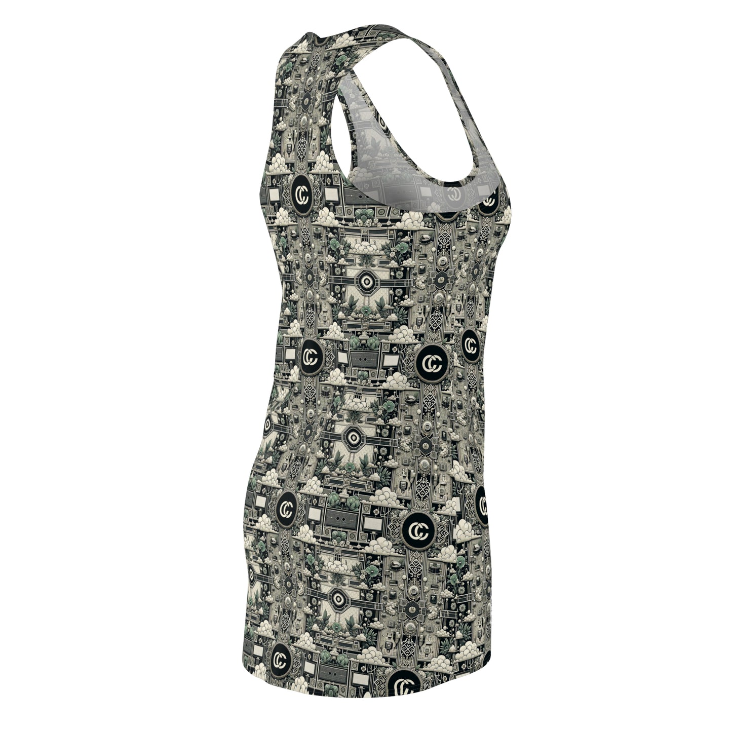 Cyber Garden Party Tech Garden Extravaganza Women's Cut & Sew Racerback Dress - 8404 Design-54