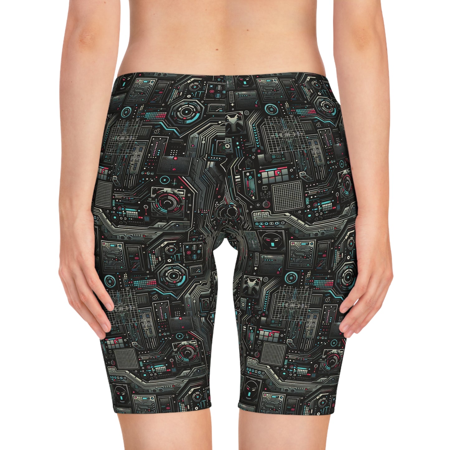 Tech Noir Aesthetics Sleek Tech Streetwear Women's Bike Shorts - 8404 Design-52