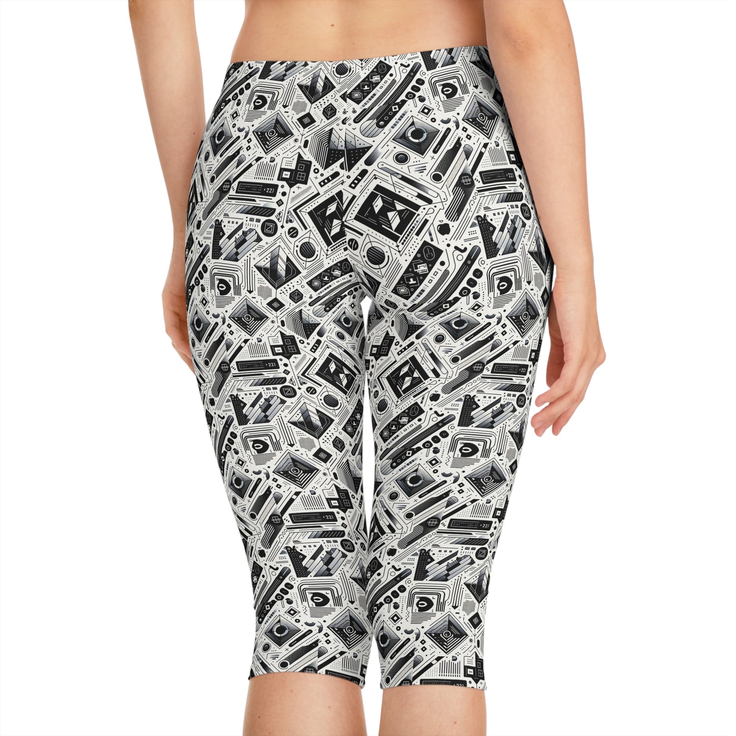 Tech Minimalism Minimalist Tech Women's Capri Leggings - 8404 Design-72