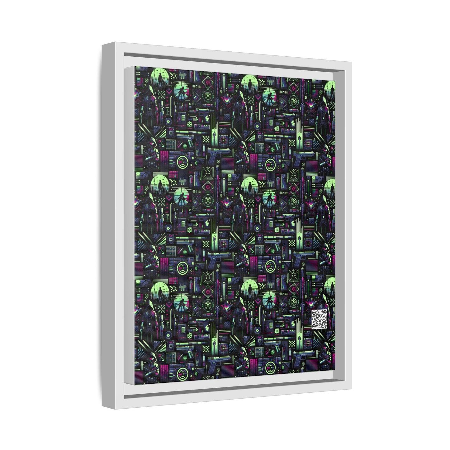 Tech Noir Futuristic Cyberpunk Matte Canvas, Framed (multi-Color) - 8404 Design-63 A