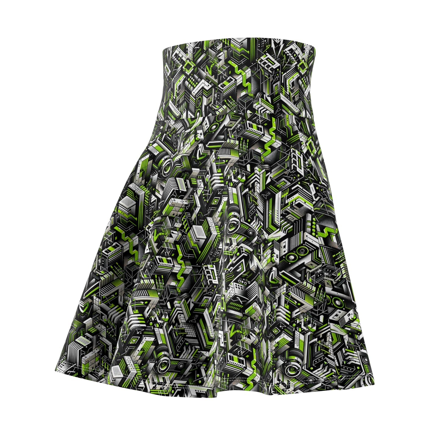 Graffiti Tech Fusion Bold Streetwear Fusion Women's Skater Skirt - 8404 Design-53