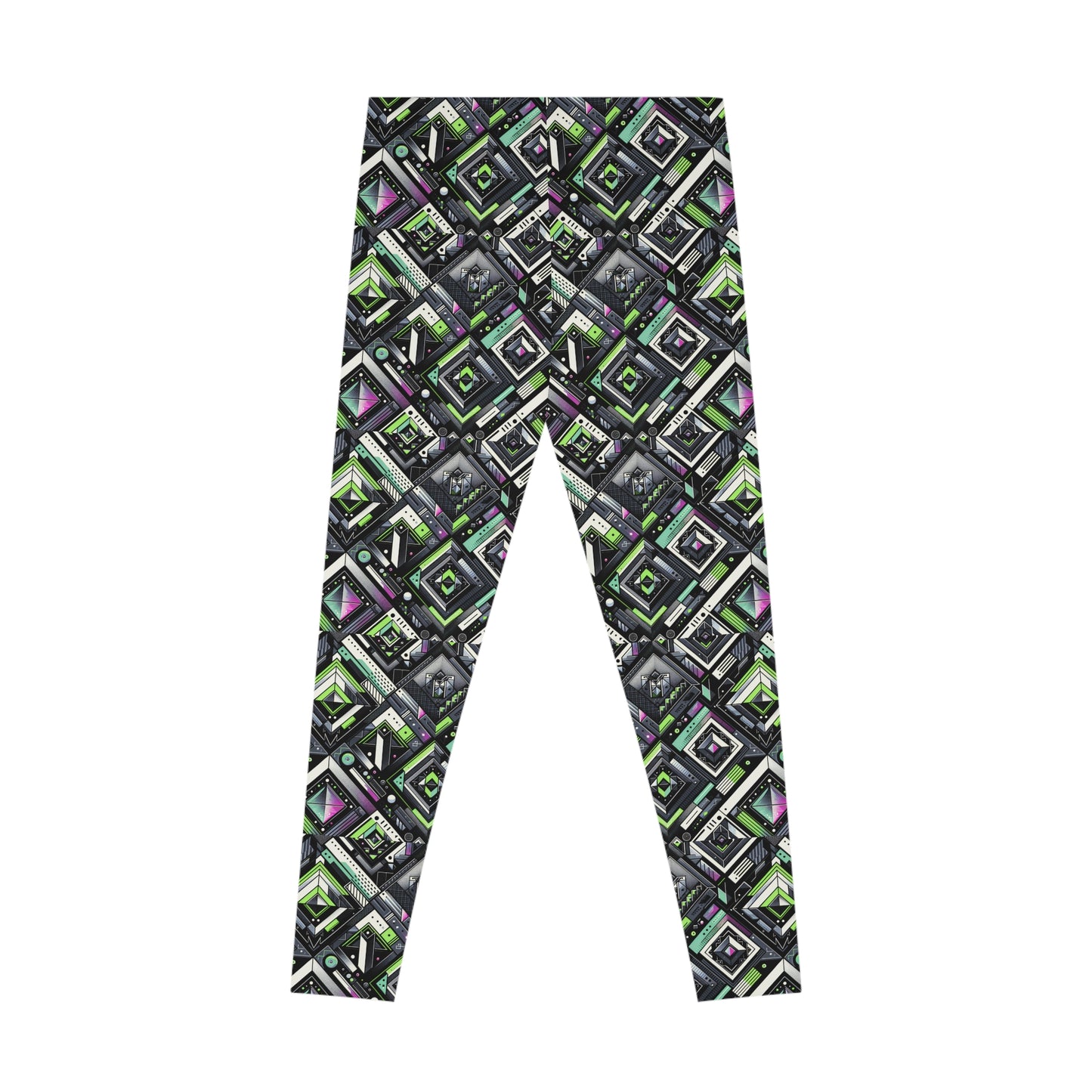 Retro Futurism Graphics Tech-Forward Streetwear Stretch Leggings - 8404 Design-48