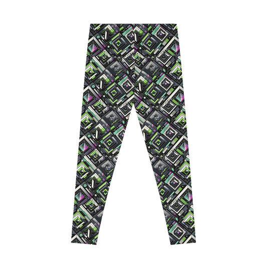Retro Futurism Graphics Tech-Forward Streetwear Stretch Leggings - 8404 Design-48