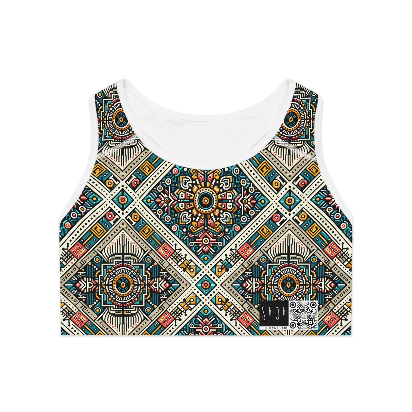 Cultural Fusion Tech Blend of Cultural Heritage With Tech-Inspired Elements Sports Bra - 8404 Design-64