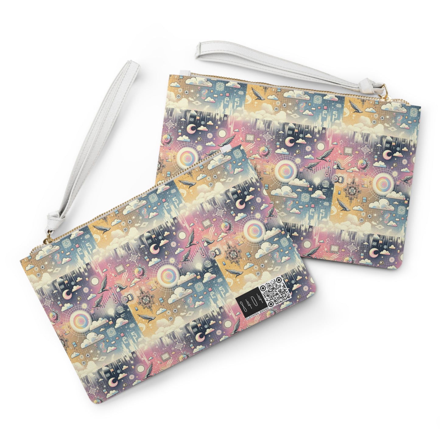 Digital Dreamland Whimsical and Nostalgic Streetwear With a Digital Twist Clutch Bag - 8404 Design-69