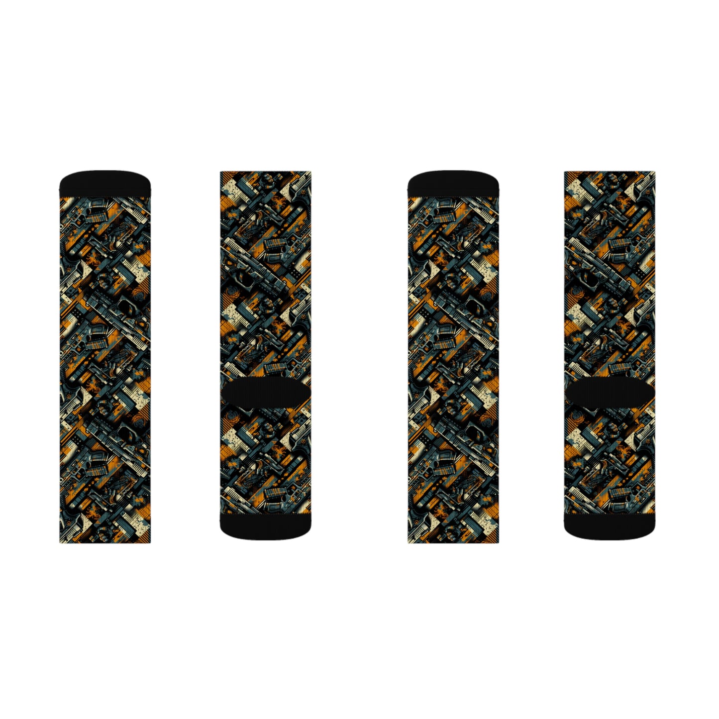 Digital Punk Futuristic Grunge Sublimation Socks - 8404 Design-47