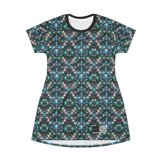 Tech-Infused Futurism Futuristic Tech T-Shirt Dress - 8404 Design-63