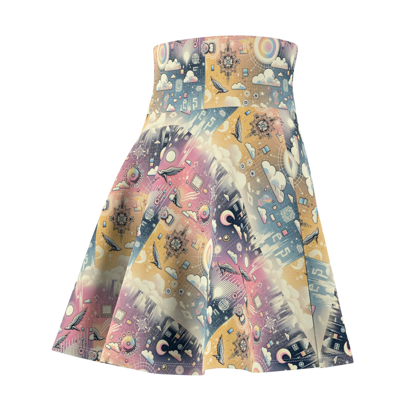 Digital Dreamland Whimsical and Nostalgic Streetwear With a Digital Twist Women's Skater Skirt - 8404 Design-69