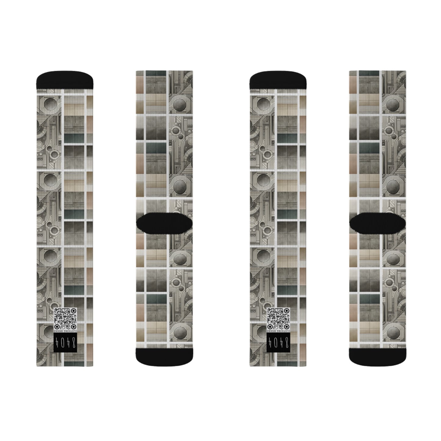 Tech Utility Chic Tech-Forward Minimalist Sublimation Socks - 8404 Design-59