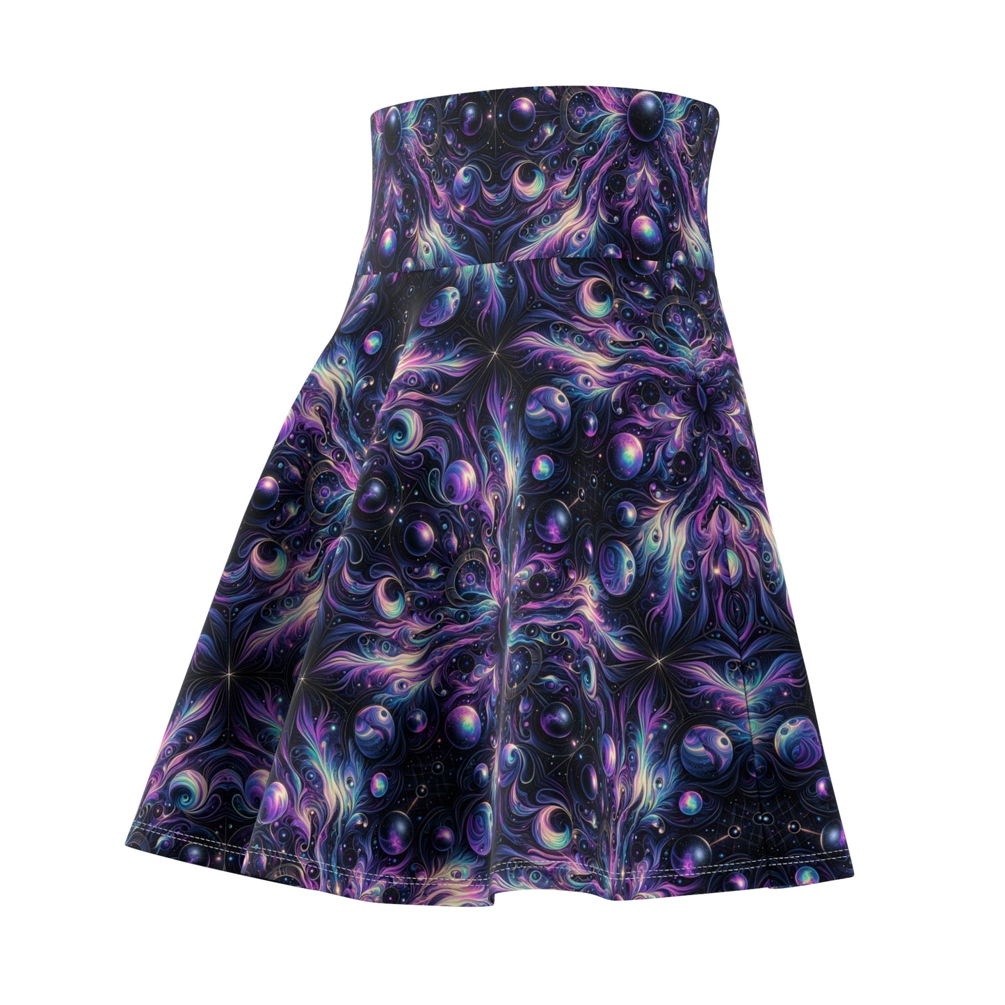 Galactic Hues Tech-Forward Cosmic Fusion Women's Skater Skirt - 8404 Design-41