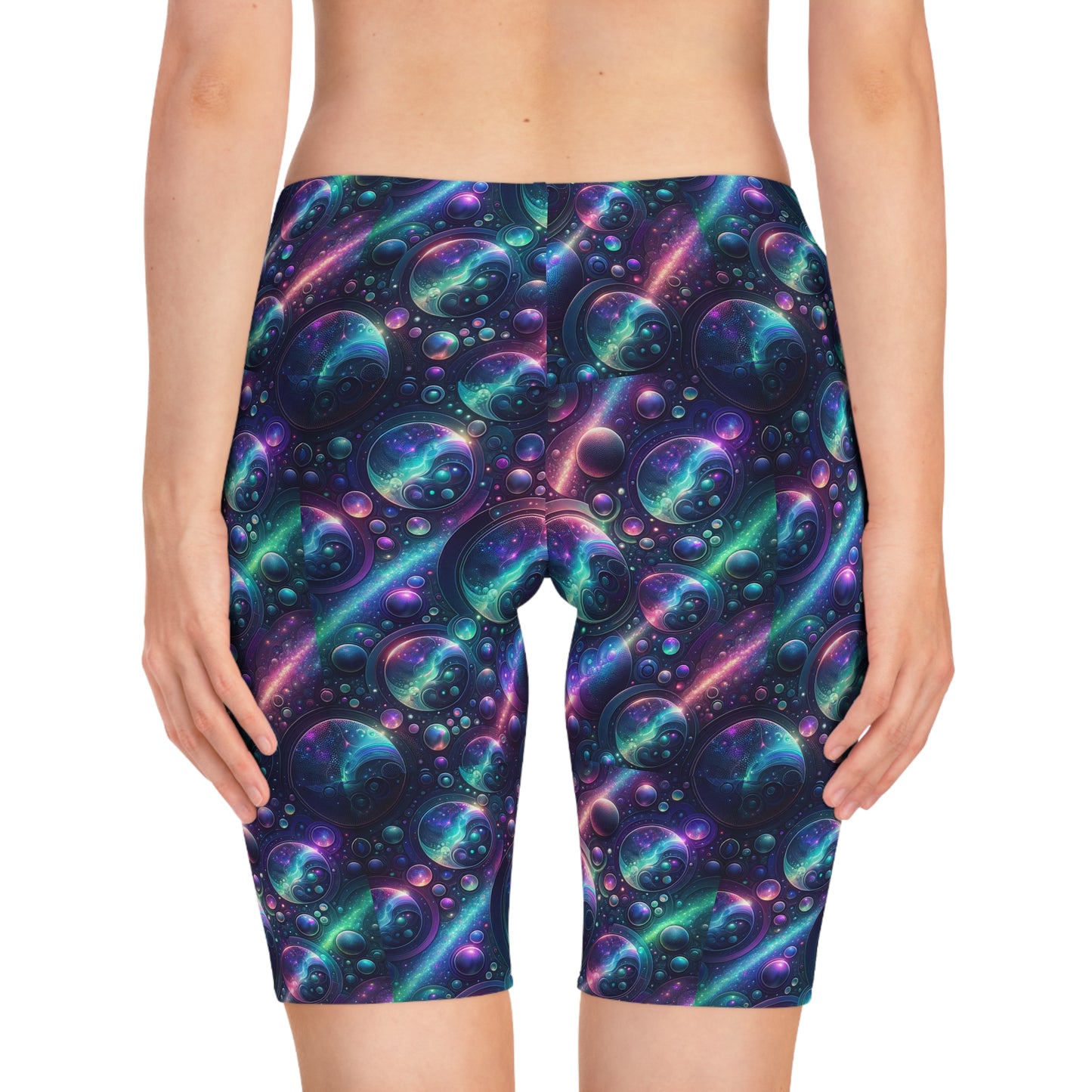 Iridescent Tech Fusion Tech-Forward Streetwear Women's Bike Shorts - 8404 Design-51