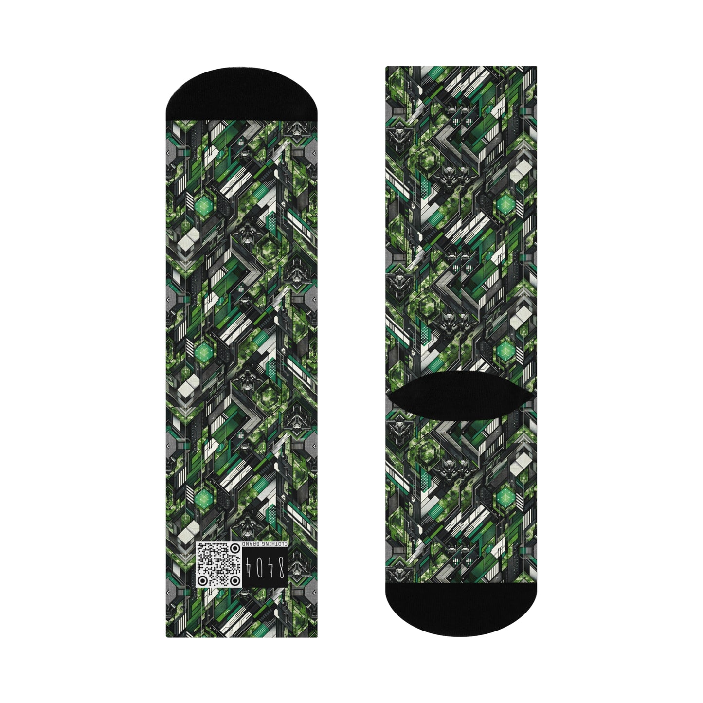 Tech Camo Fusion Tech-Forward Streetwear With a Futuristic Edge Cushioned Crew Socks - 8404 Design-58
