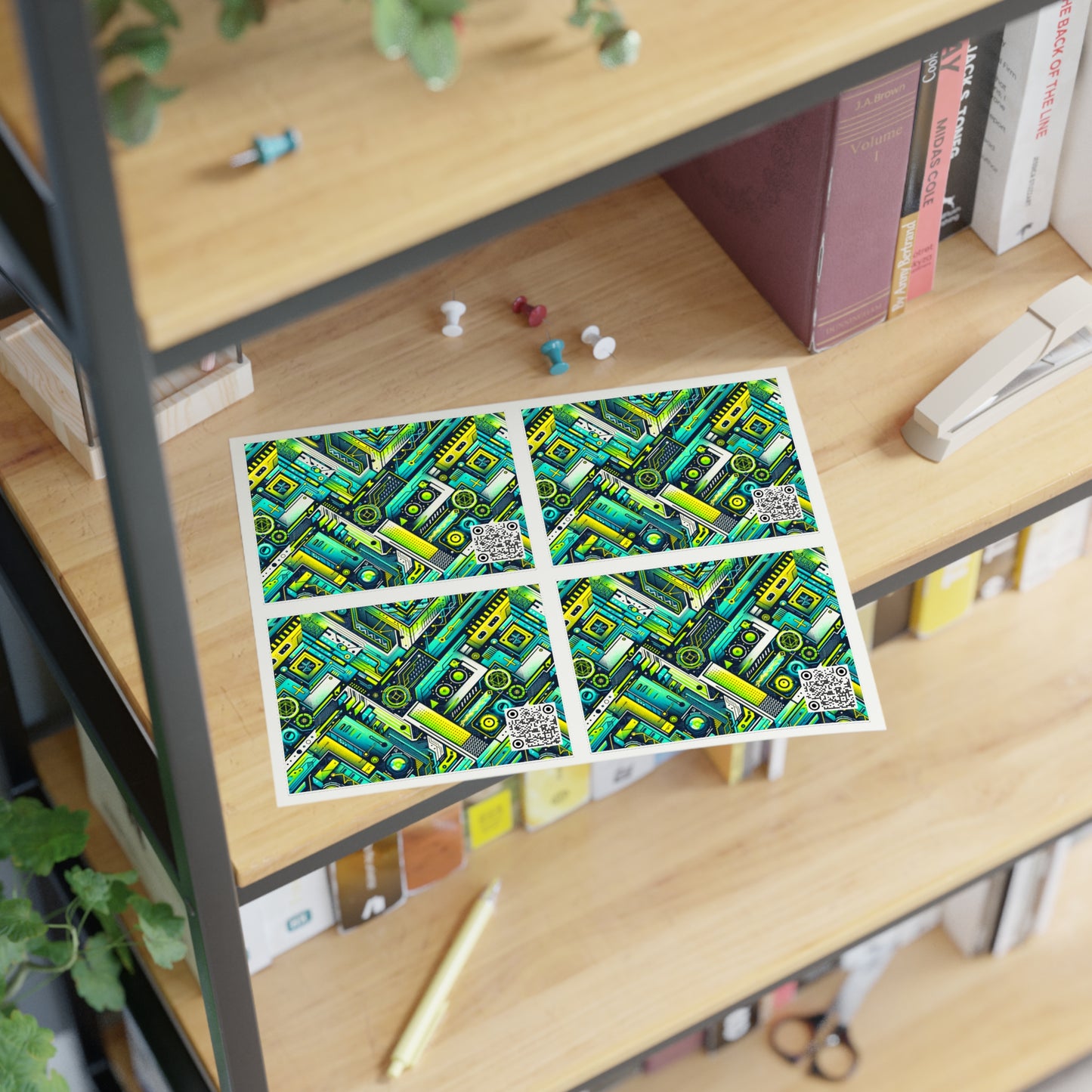 Tech-Infused Neon Tech-Forward Streetwear Sticker Sheets - 8404 Design-52