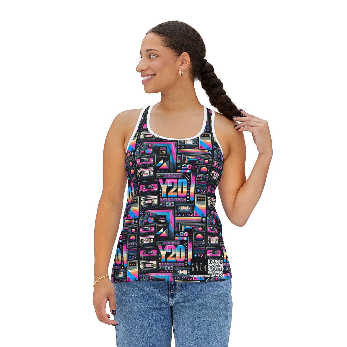 Digital Nostalgia Tech-Inspired Retro Fusion Women's Tank Top - 8404 Design-65