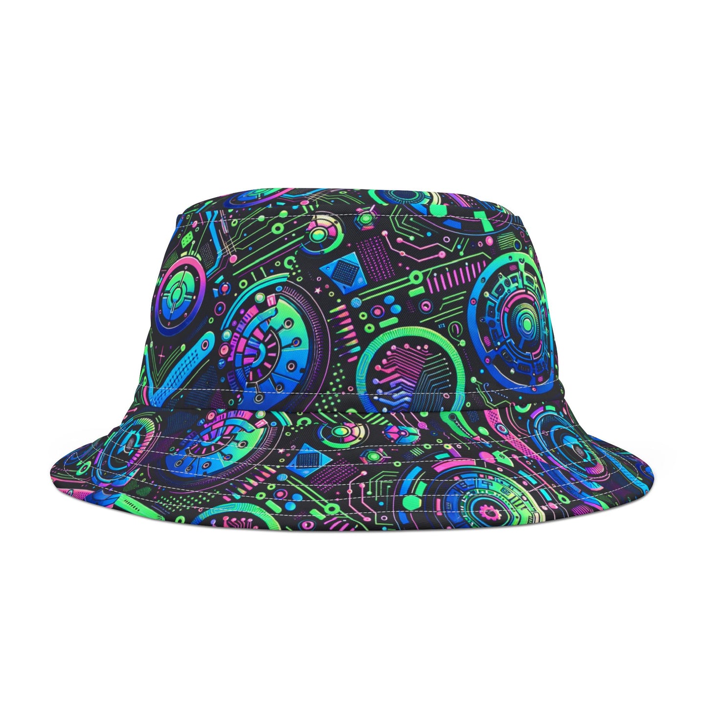 Tech-Infused Neon Tech-Forward Streetwear Bucket Hat - 8404 Design-31