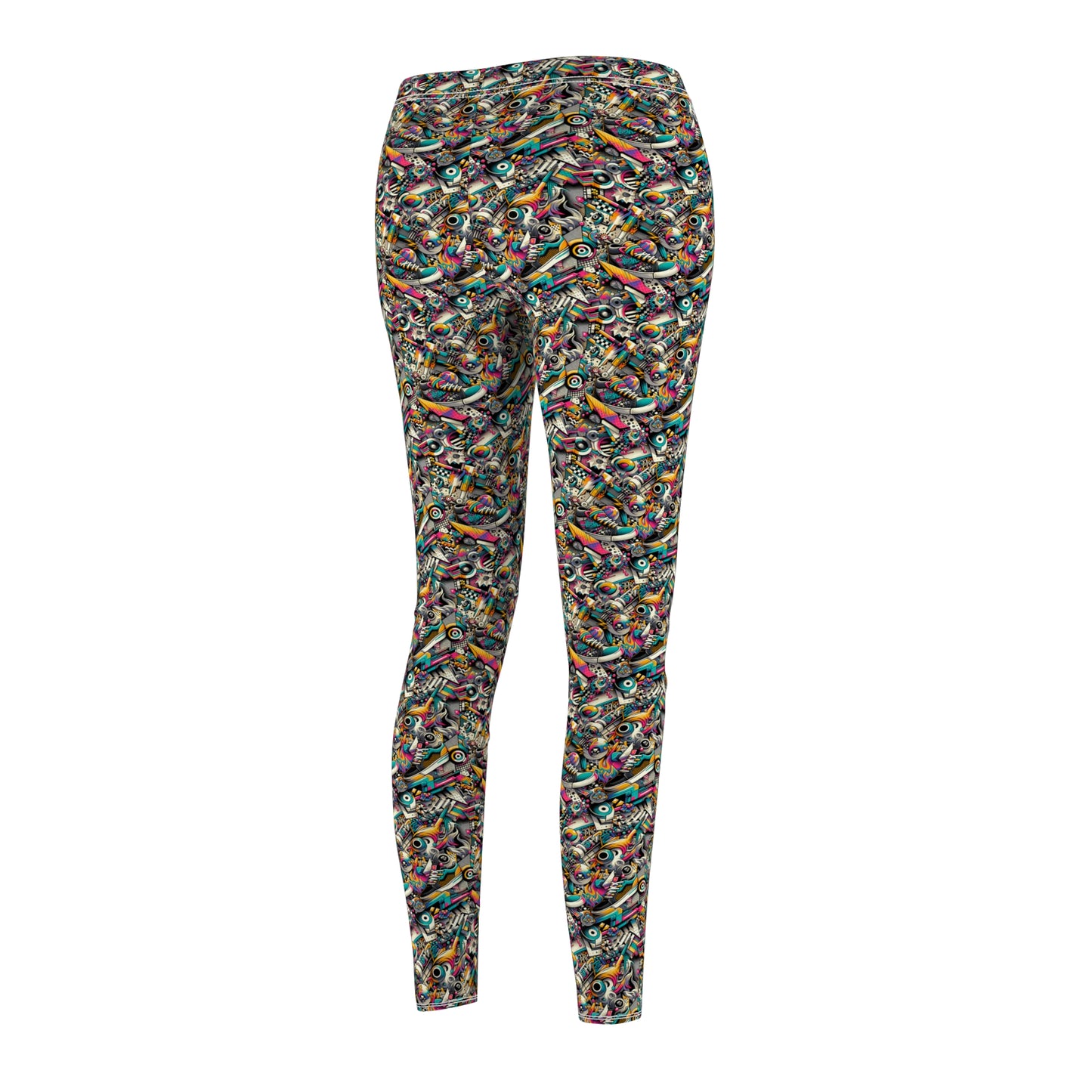 Urban Graffiti Fusion Eclectic Street Art Meets Modern Tech Culture Women's Cut & Sew Casual Leggings - 8404 Design-55