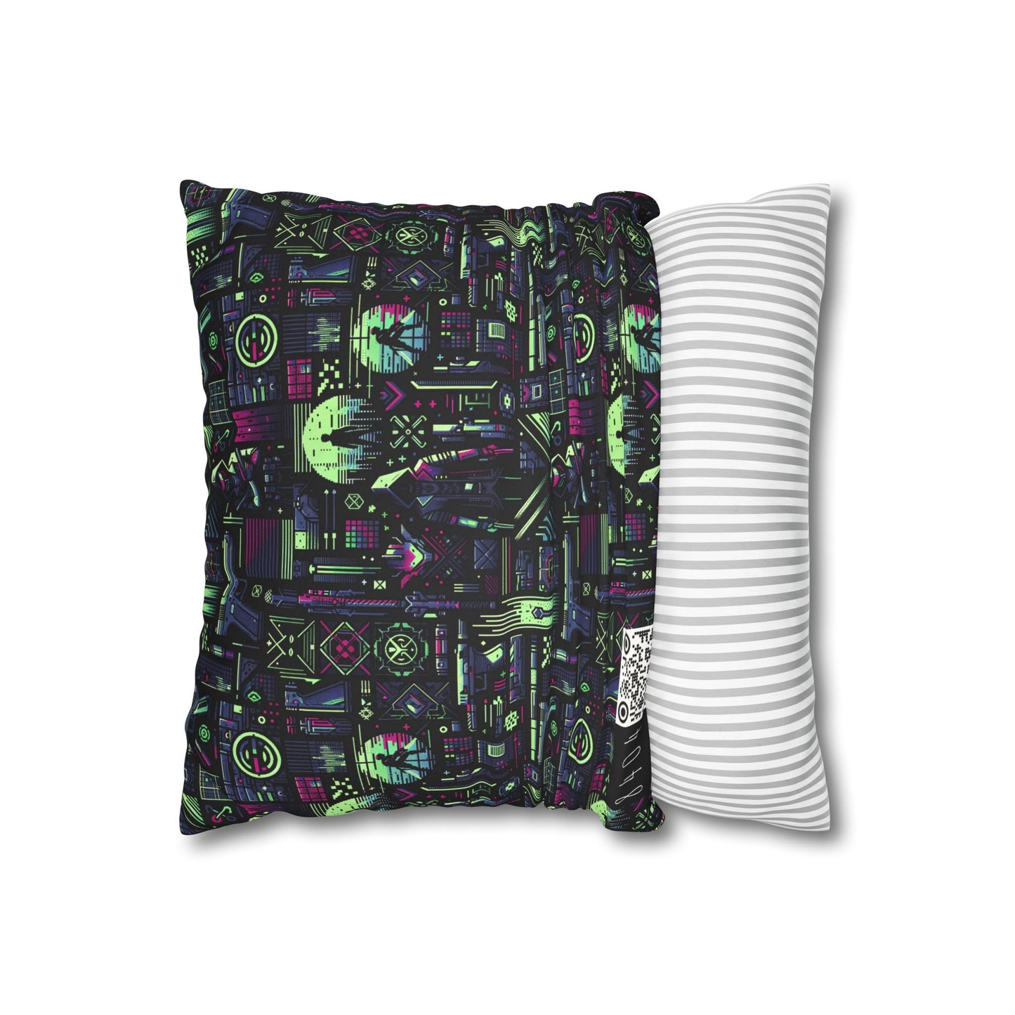 Tech Noir Futuristic Cyberpunk Faux Suede Square Pillowcase - 8404 Design-63