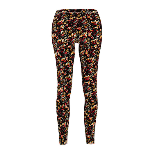Fire & Flames Bold Streetwear Statement Women's Cut & Sew Casual Leggings - 8404 Design-60