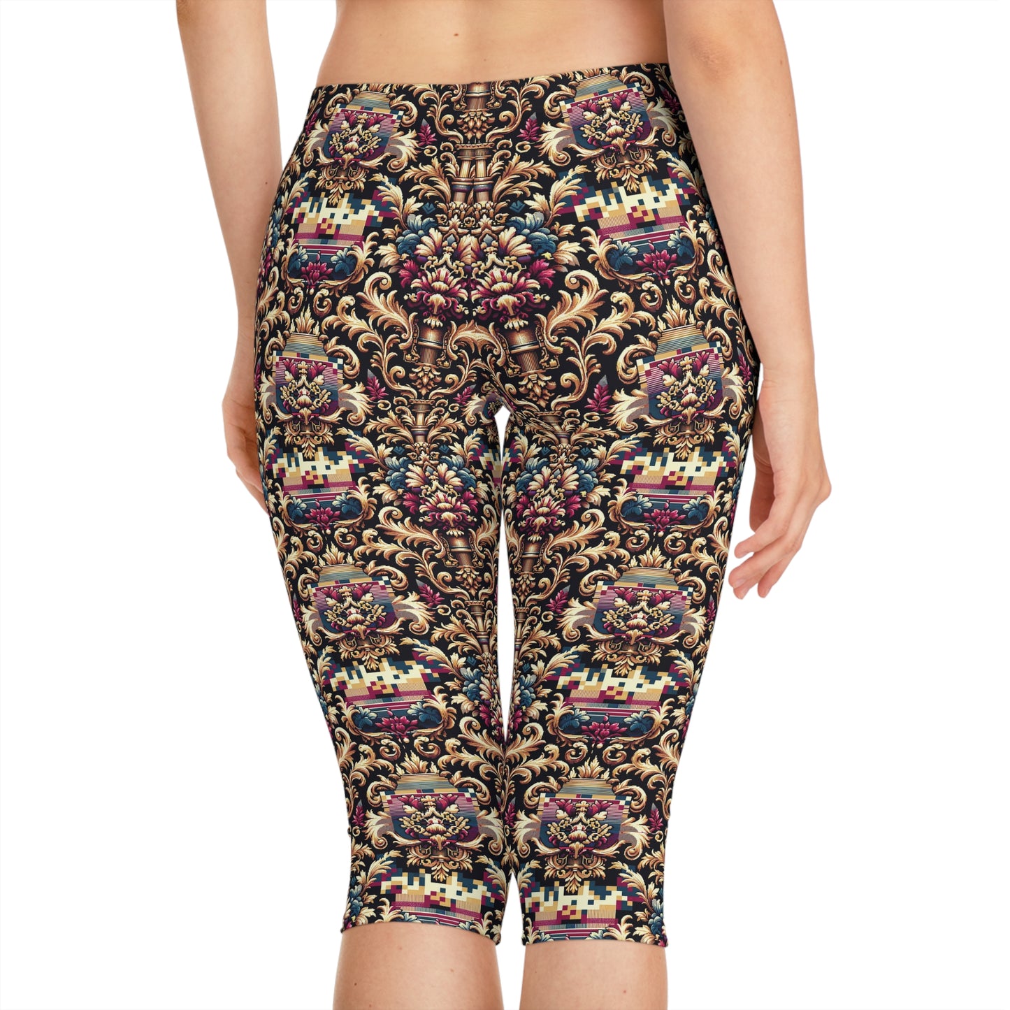 Digital Renaissance Modern Baroque Fusion Women's Capri Leggings - 8404 Design-53