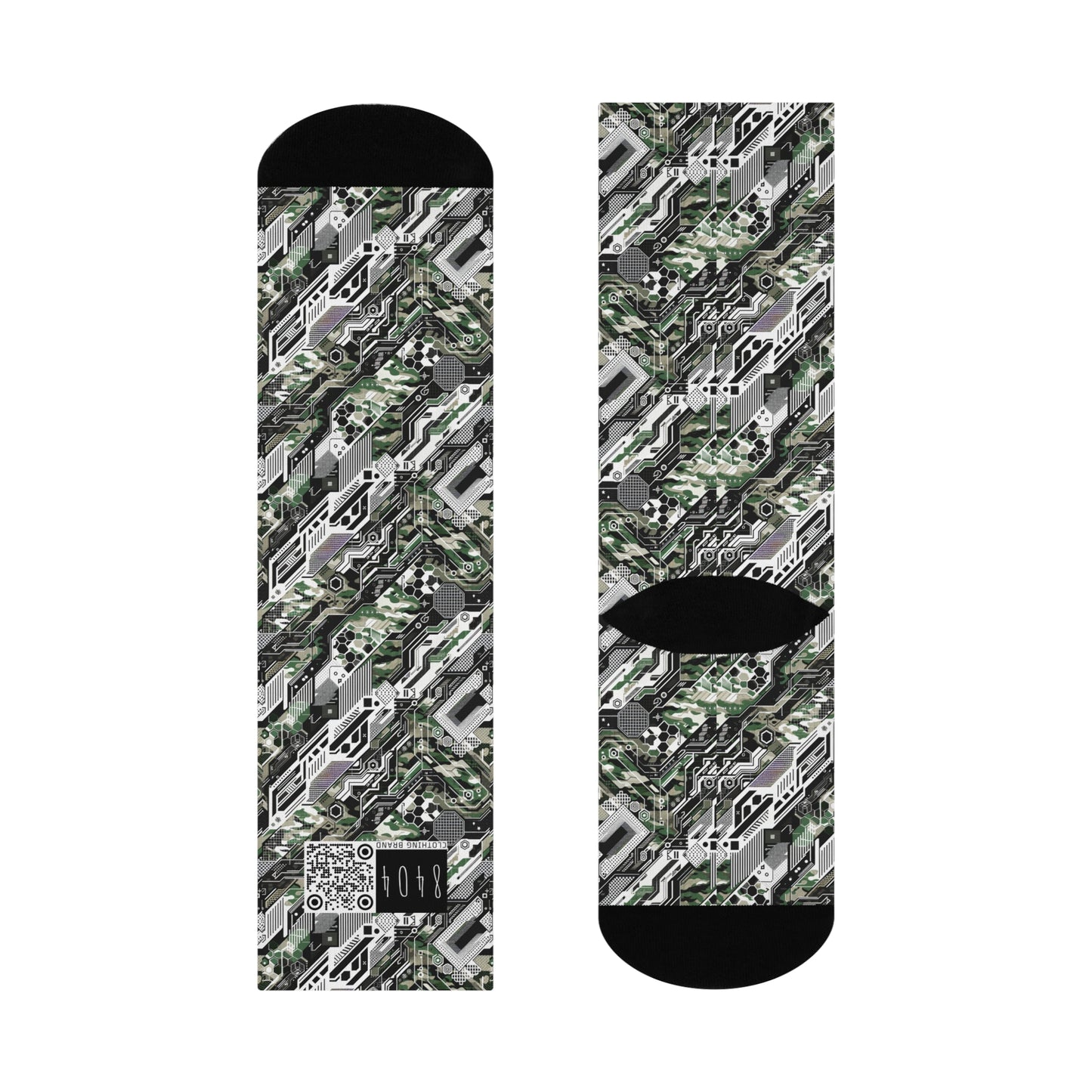 Tech Camo Fusion Tech-Forward Streetwear With a Futuristic Edge Cushioned Crew Socks - 8404 Design-46