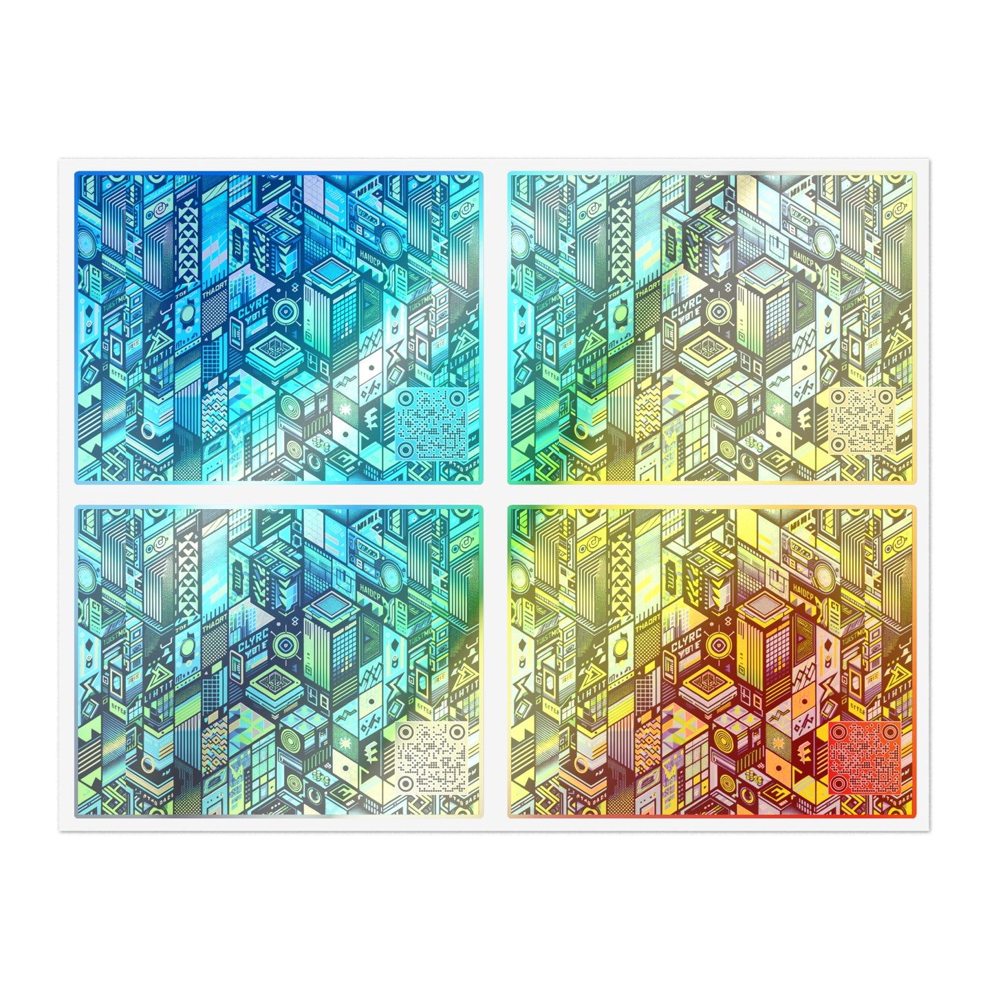 Tech-Infused Neon Tech-Forward Streetwear Sticker Sheets - 8404 Design-61