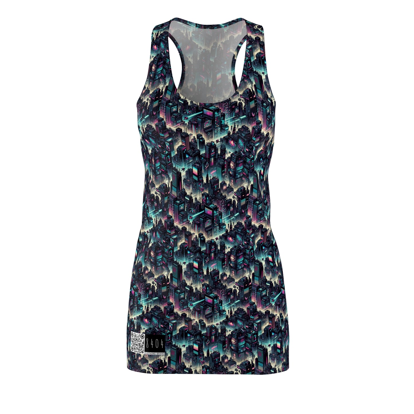 Digital Rebellion Tech-Inspired Streetwear Women's Cut & Sew Racerback Dress - 8404 Design-51