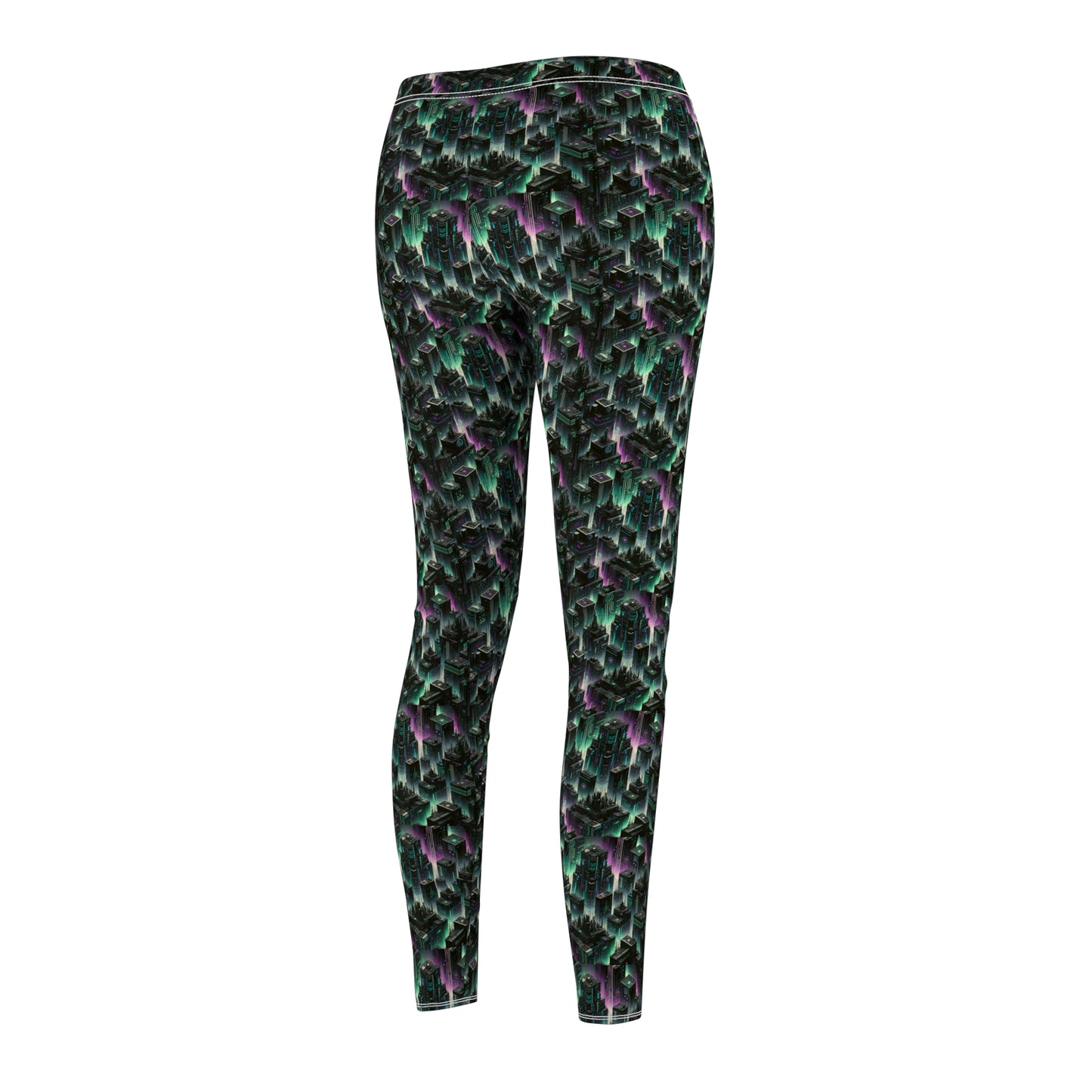 Tech Noir Aesthetics Tech-Forward Urban Dystopia Women's Cut & Sew Casual Leggings - 8404 Design-44