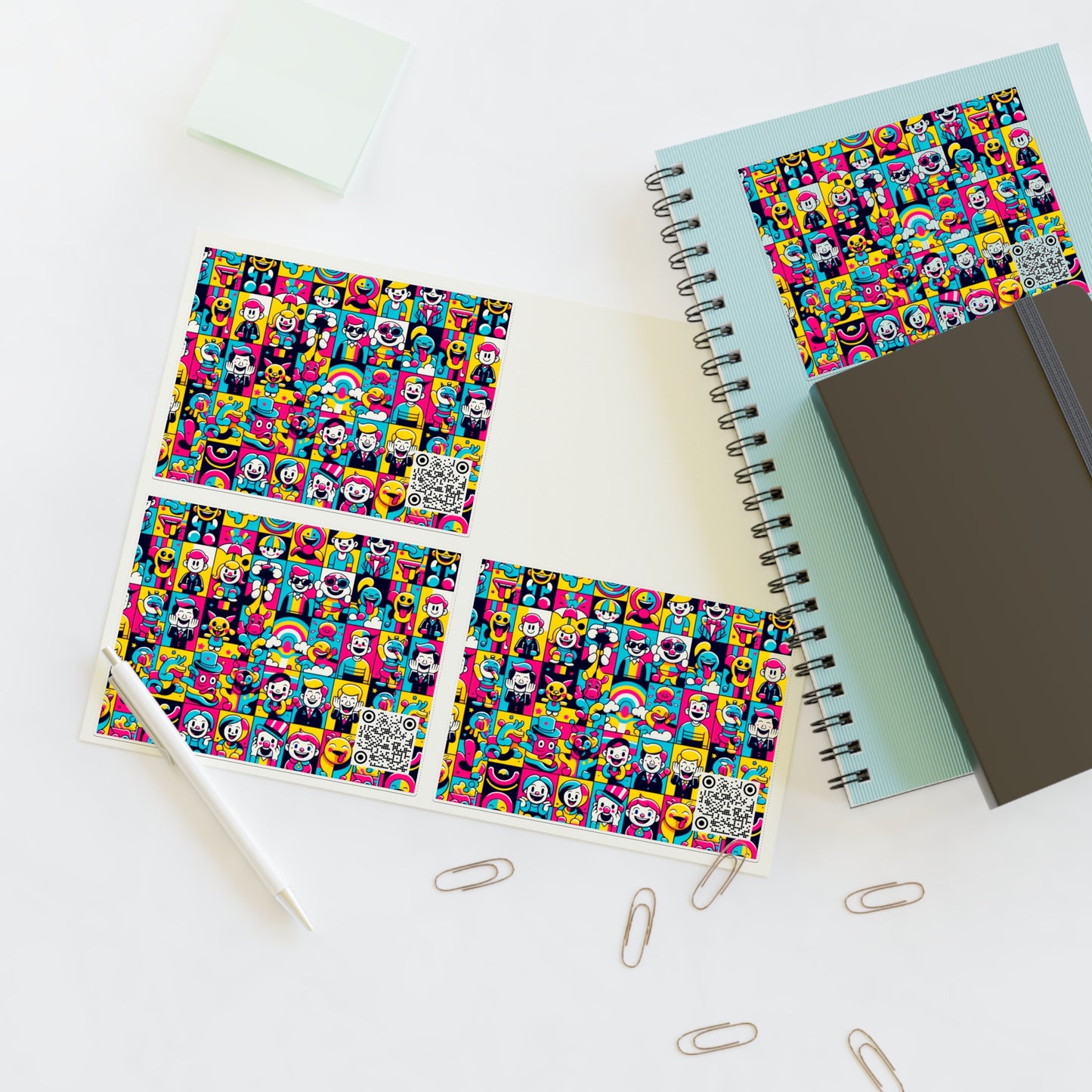 Neon Pop Playful Pop Culture Mashup Sticker Sheets - 8404 Design-60