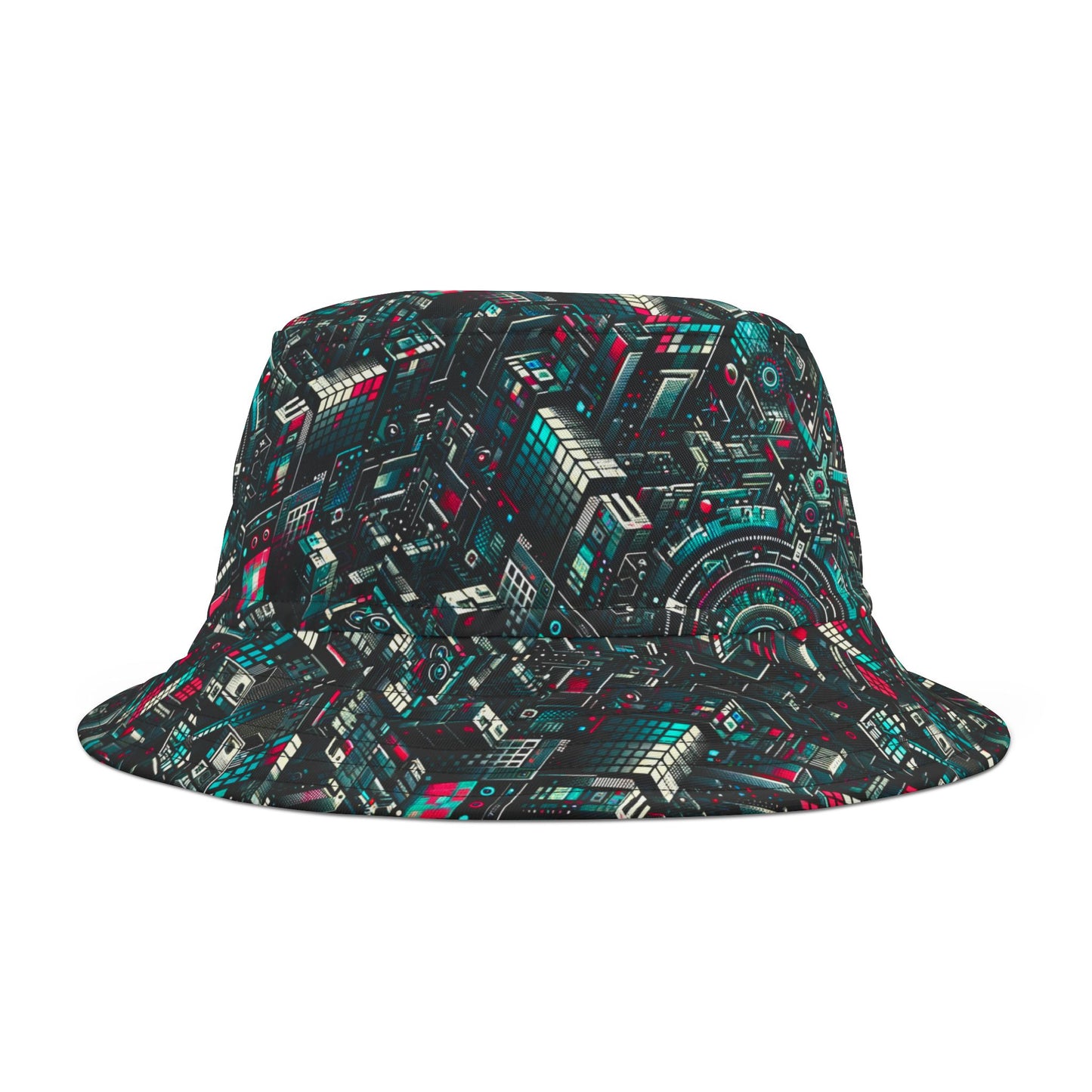 Digital Rebellion Tech-Inspired Streetwear Bucket Hat - 8404 Design-54