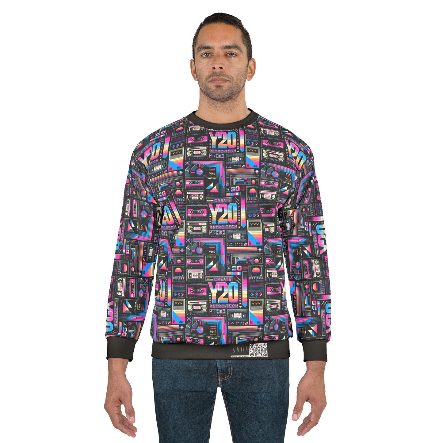 Digital Nostalgia Tech-Inspired Retro Fusion Sweatshirt - 8404 Design-65