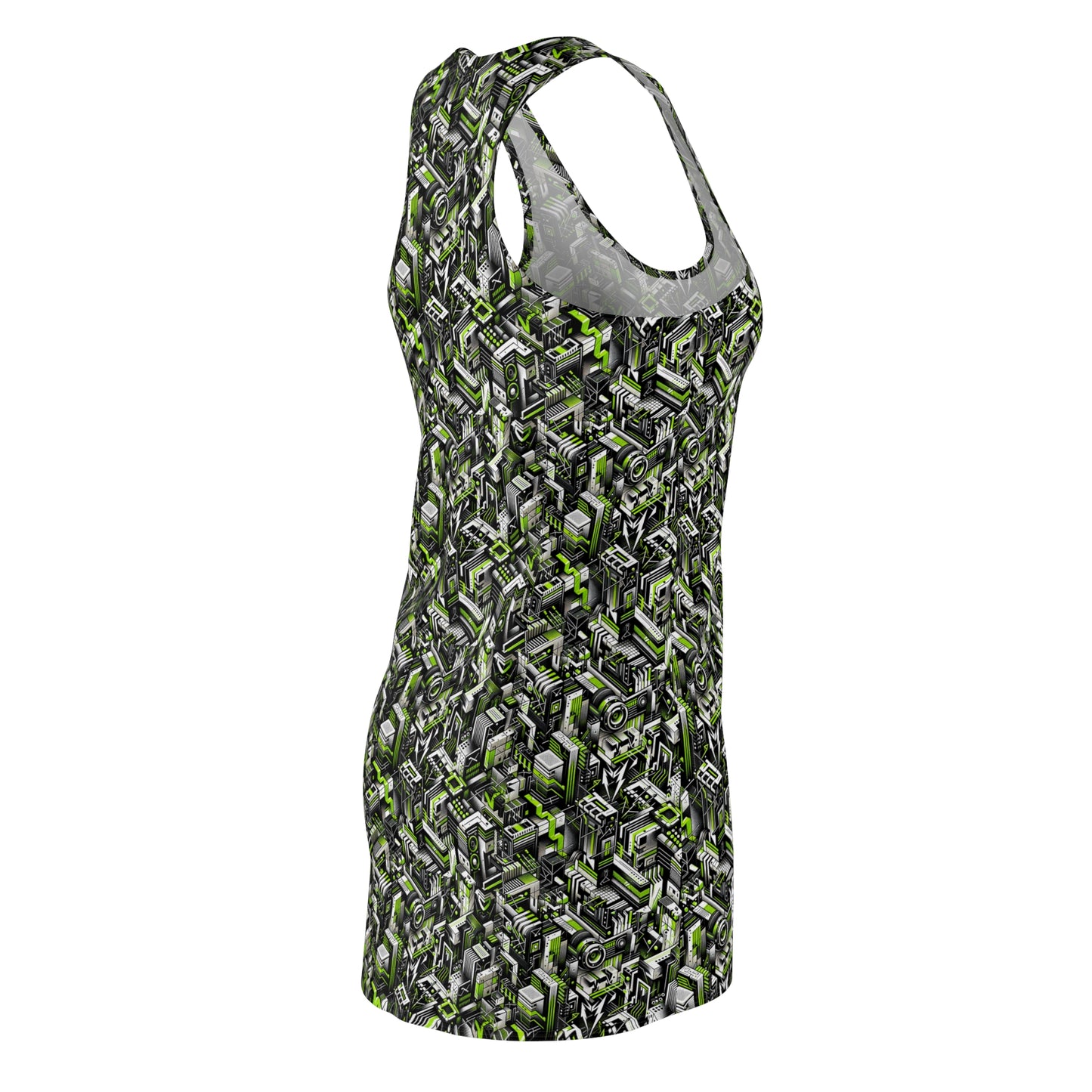 Graffiti Tech Fusion Bold Streetwear Fusion Women's Cut & Sew Racerback Dress - 8404 Design-53