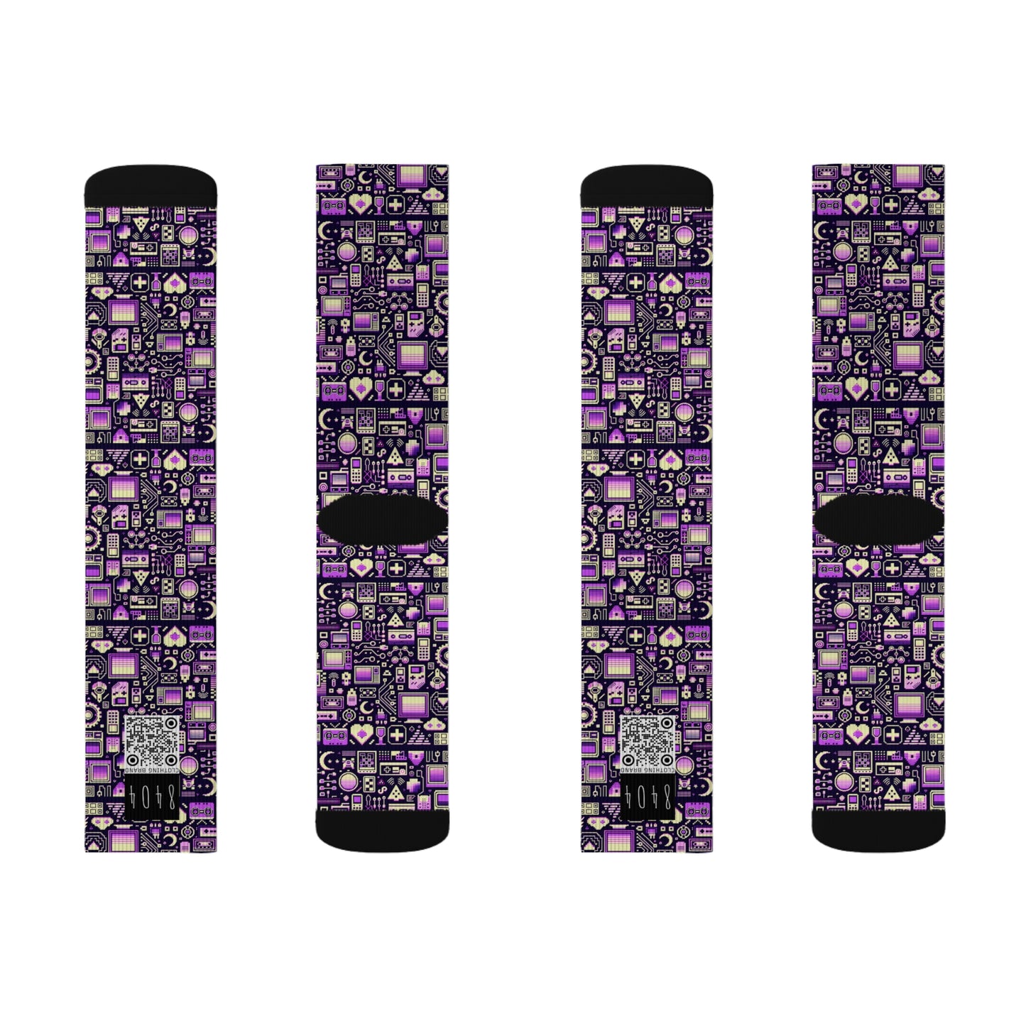 Digital Nostalgia Remix Modern Vintage Fusion Sublimation Socks - 8404 Design-54